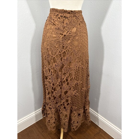 Reba Maxi Skirt Women‎ 4 Autum Meadows Crochet Tiered High Low Boho Farycore - Picture 4 of 10